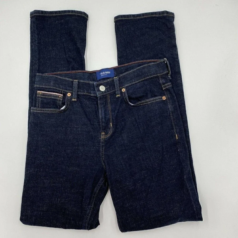 NWOT Old Navy Boys 14 (28x29) Slim Straight Fit Adjustable Waist Blue Jeans NEW